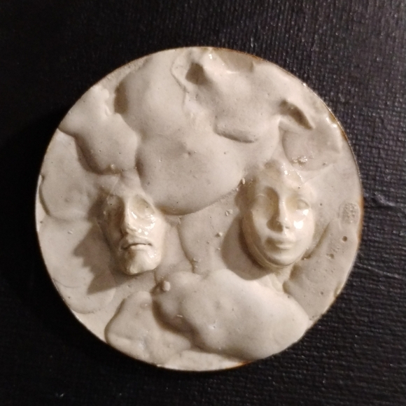 Artisan Spooky Ethereal Brutalist Sculpted Brooch Couple
